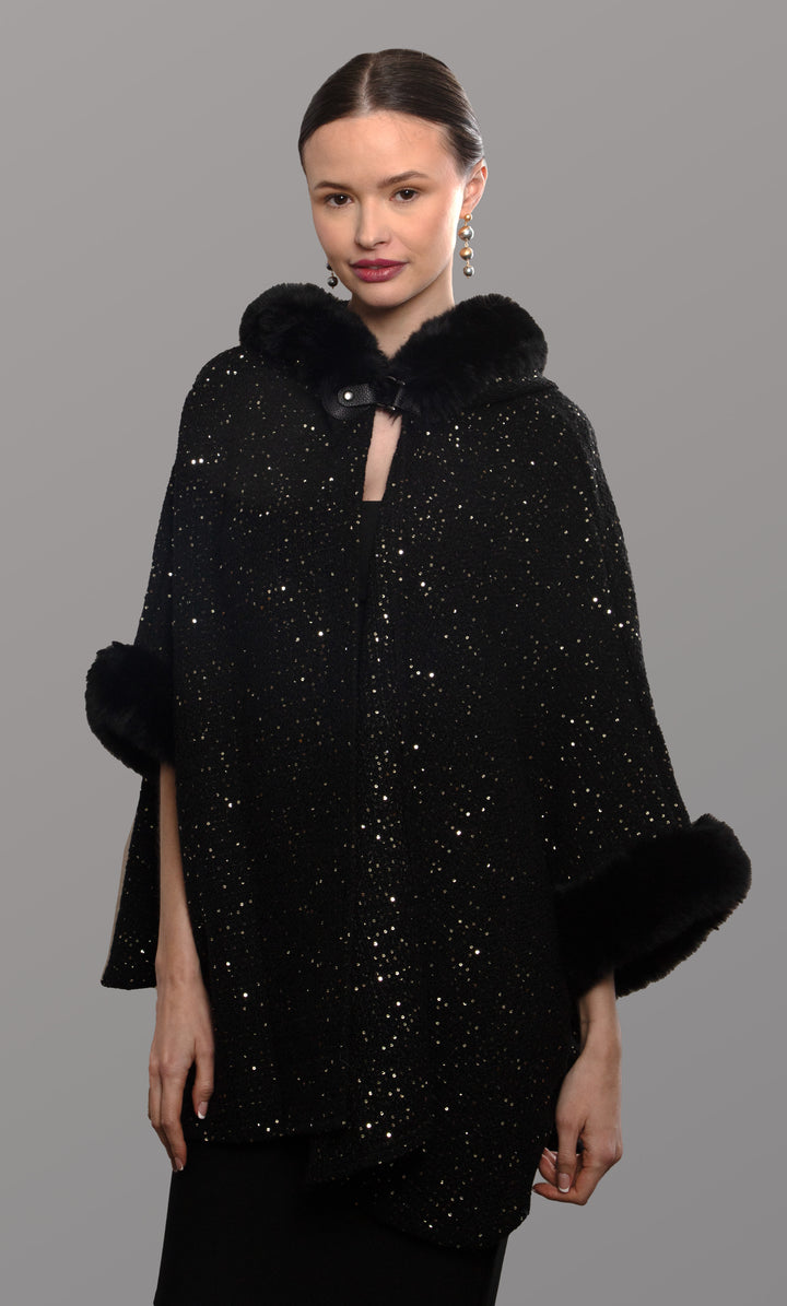 Faux Fur Under The Stars Hooded Kimono