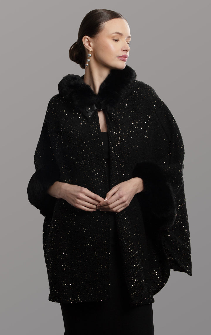 Faux Fur Under The Stars Hooded Kimono