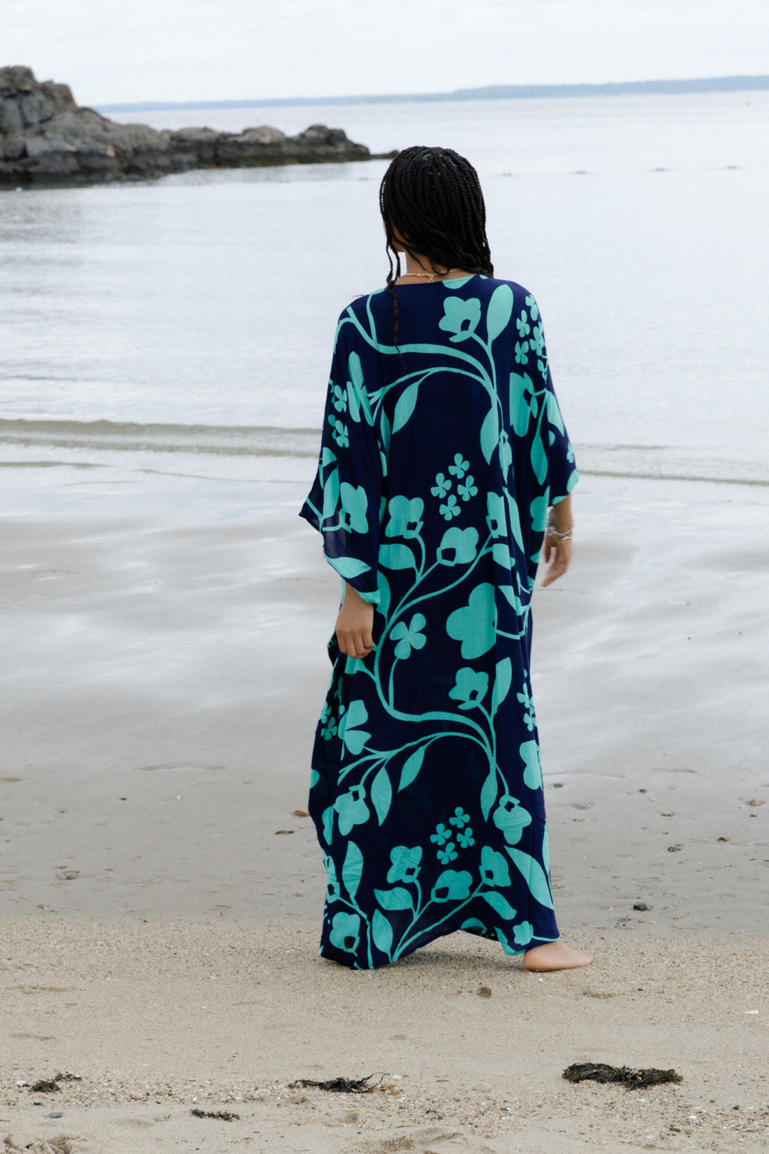 Shadow Floral Print Maxi Kaftan