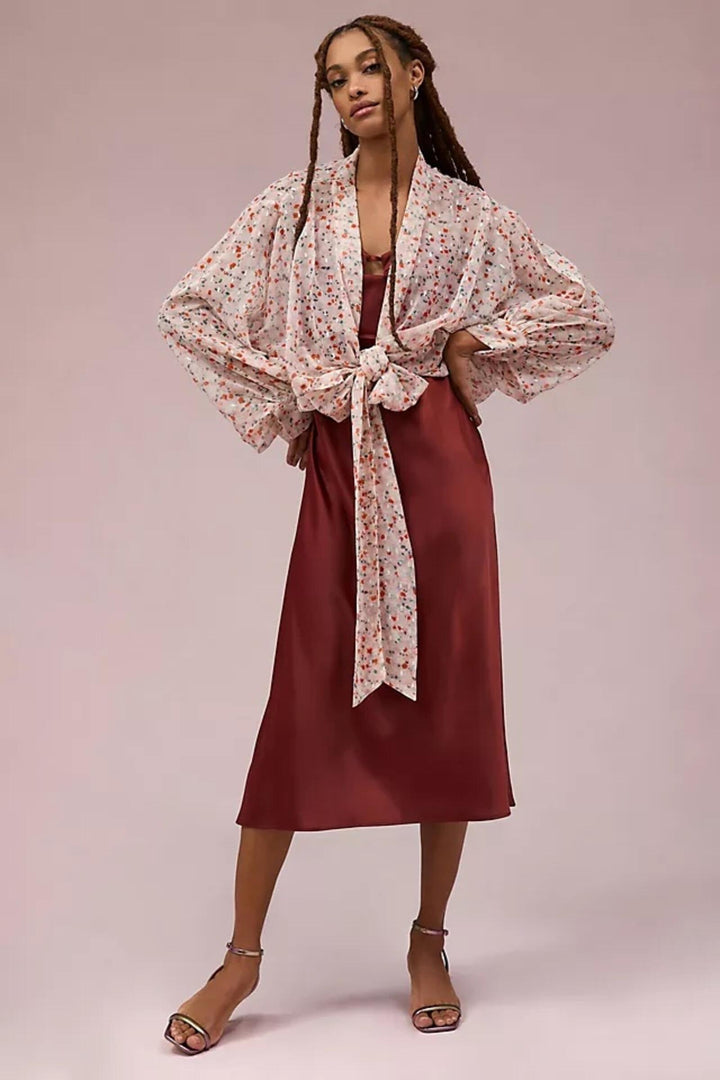 Tie Front Flora Kimono