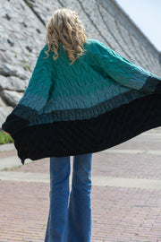 Cable knit Color Block Cardigan