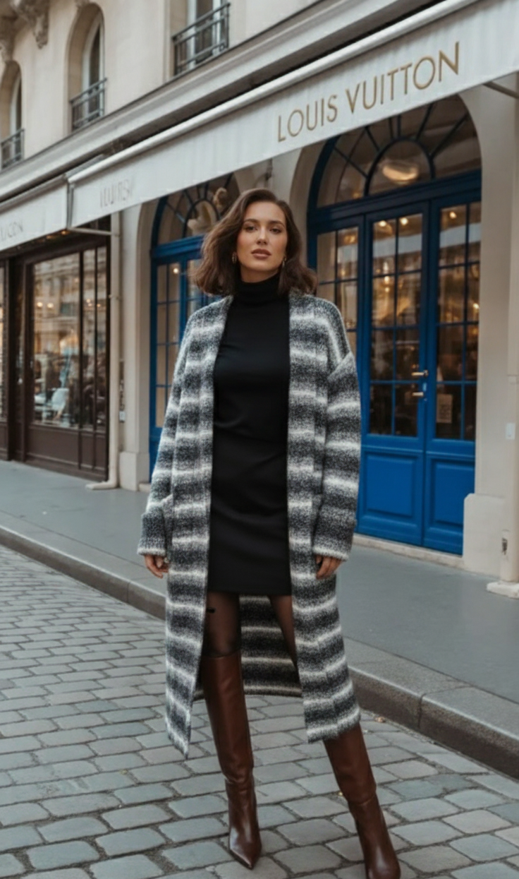 Horizontal Striped Coatigan