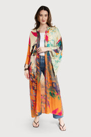 Multicolored Abstract Floral Kimono