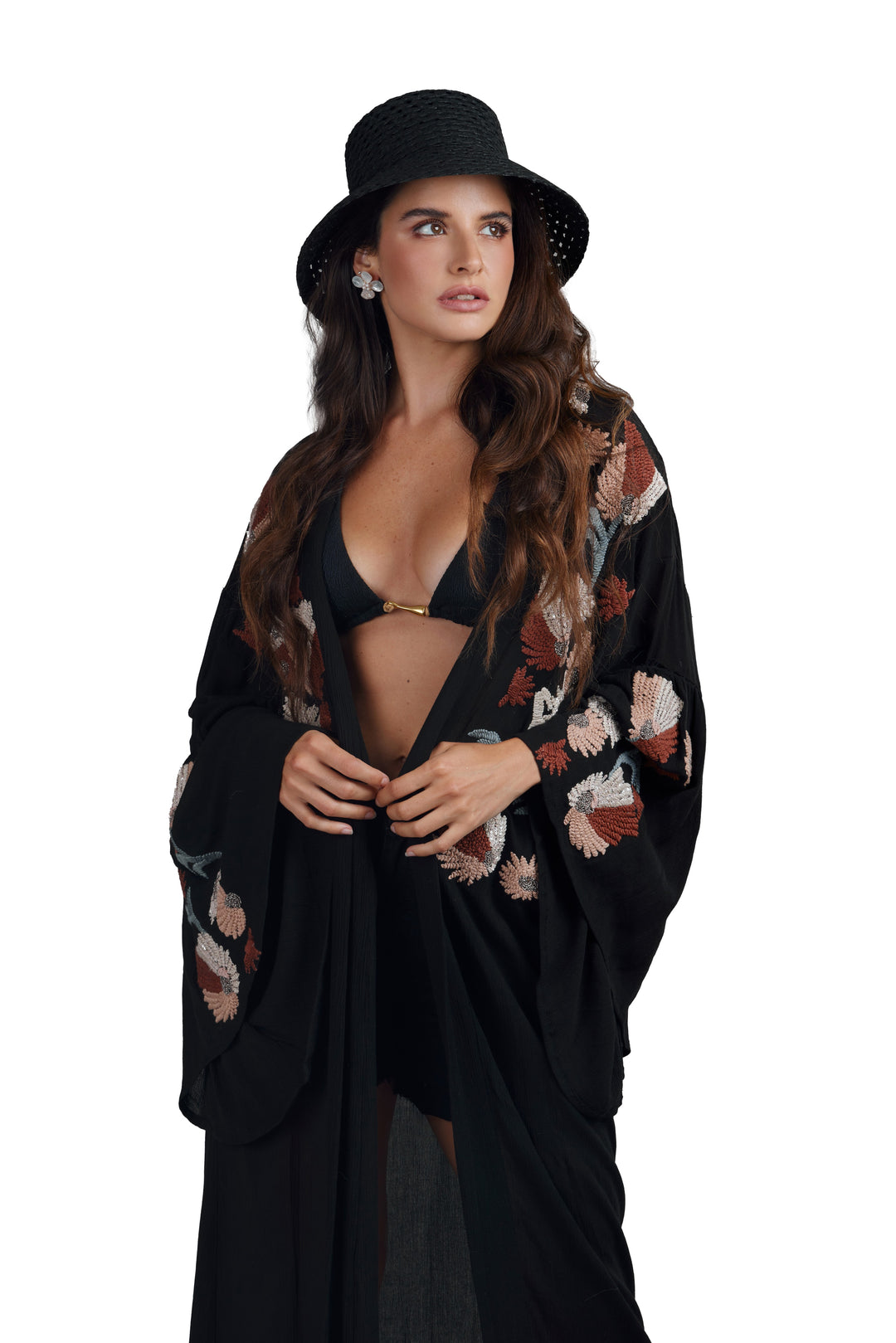 Floral Embellished Long Kaftan