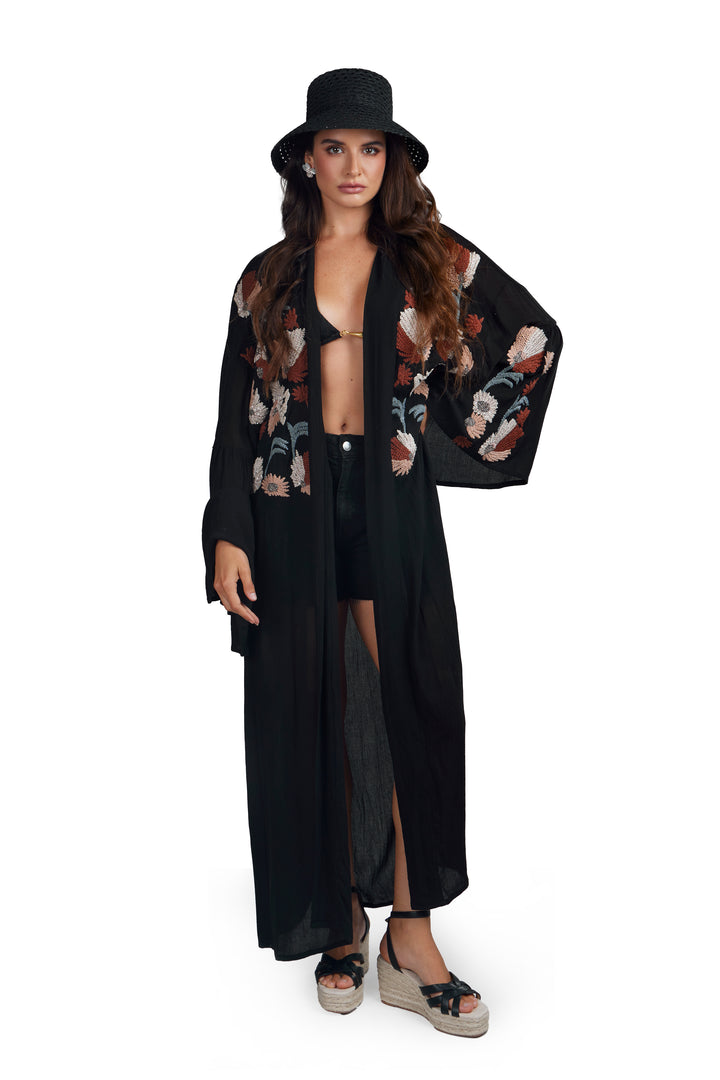 Floral Embellished Long Kaftan