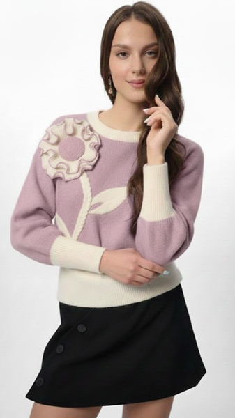 Ruffled Bloom Pullover Sweater