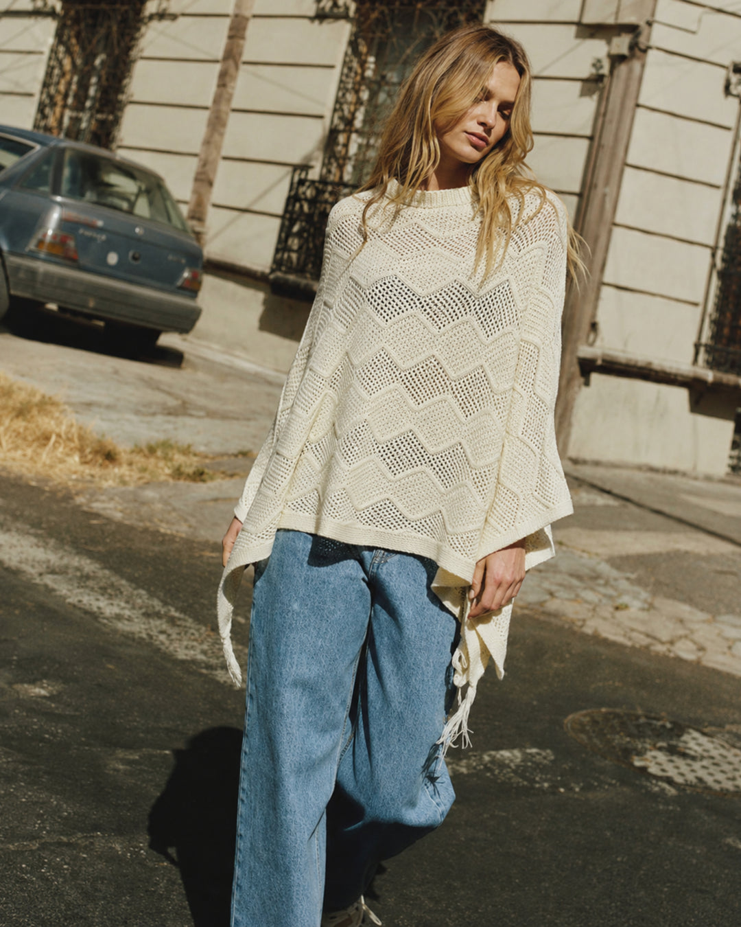 Chevron Knit Poncho