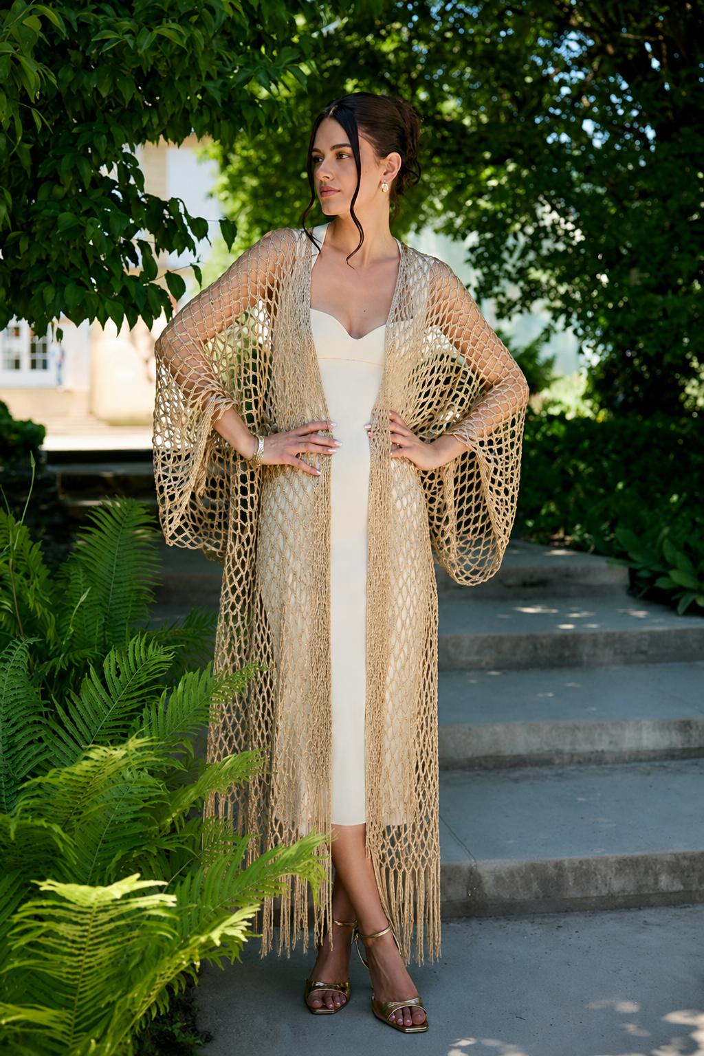 Metallic Fringe Kimono