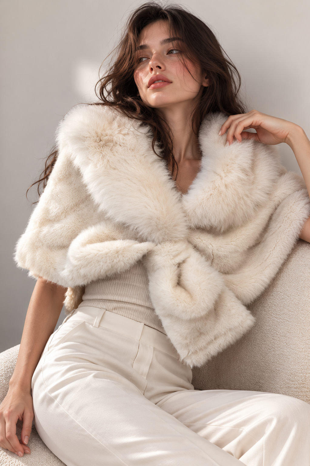 Luxe Faux Fur Pull-Through Shawl