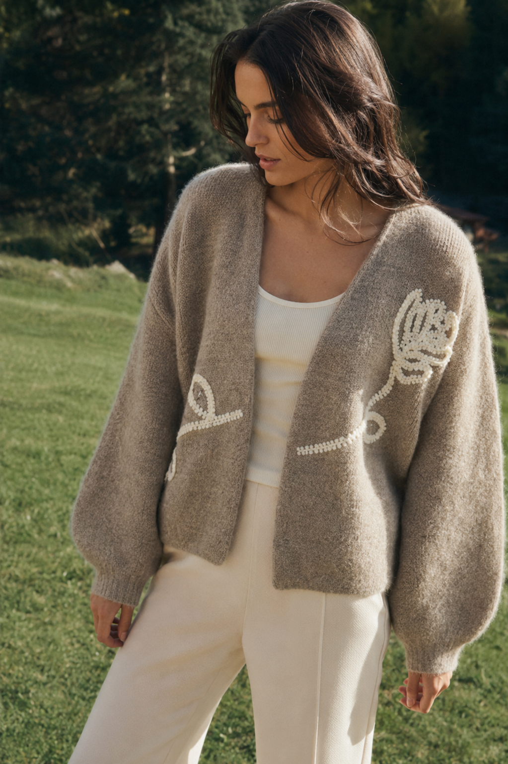 Botanical Cord Embroidered Cardigan