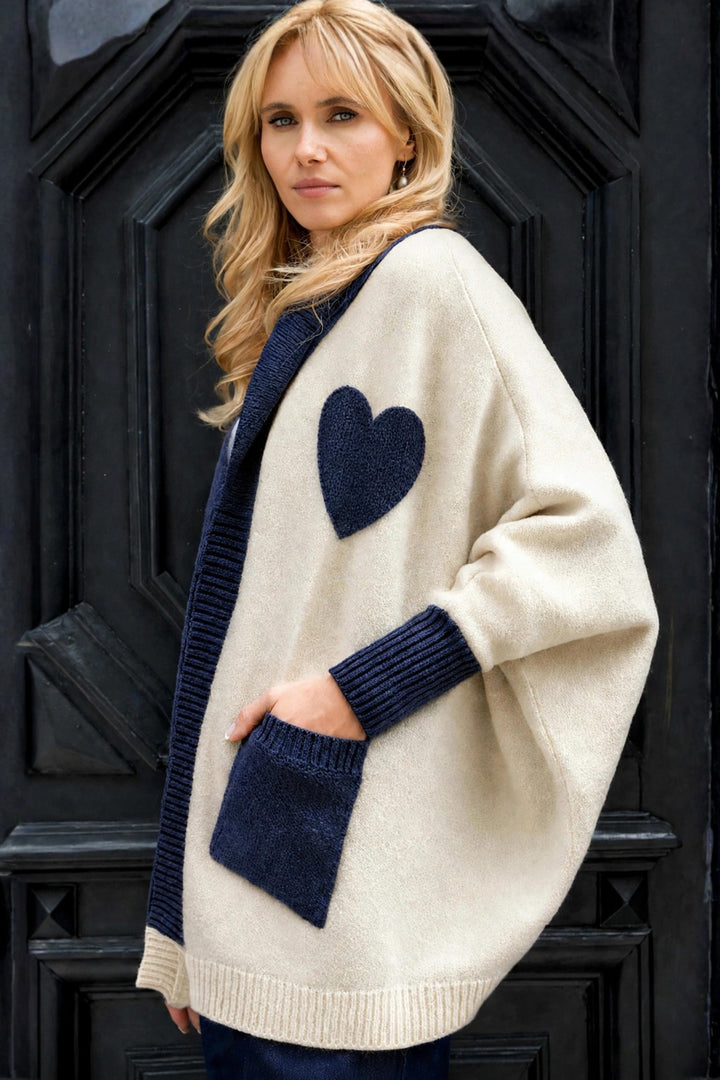 Open Front Heart Cardigan