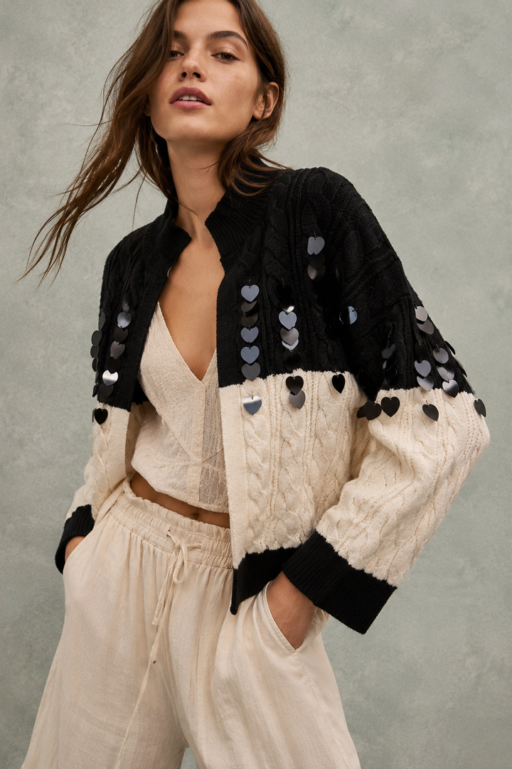 Heart Sequins Cardigan