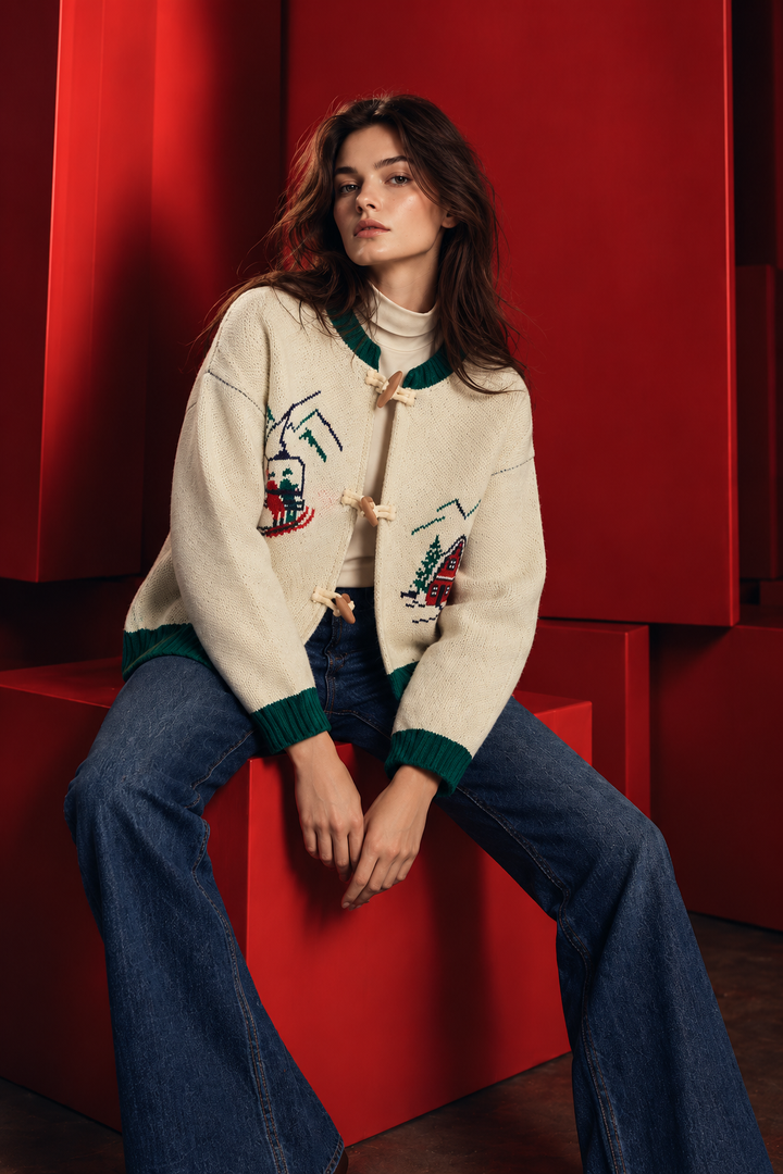 Ski Print Cardigan