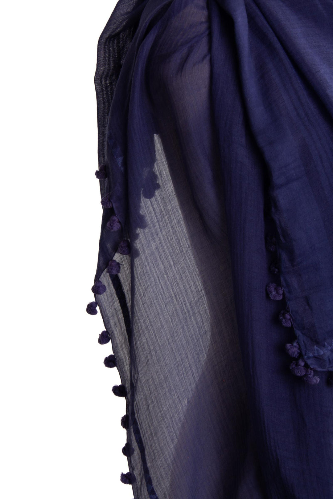 Tassel Adorned Cotton Silk Scarf