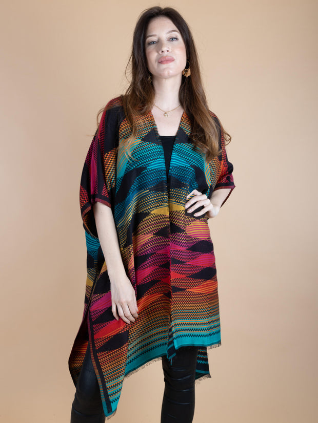 Cotton Rainbow Cascade Ruana