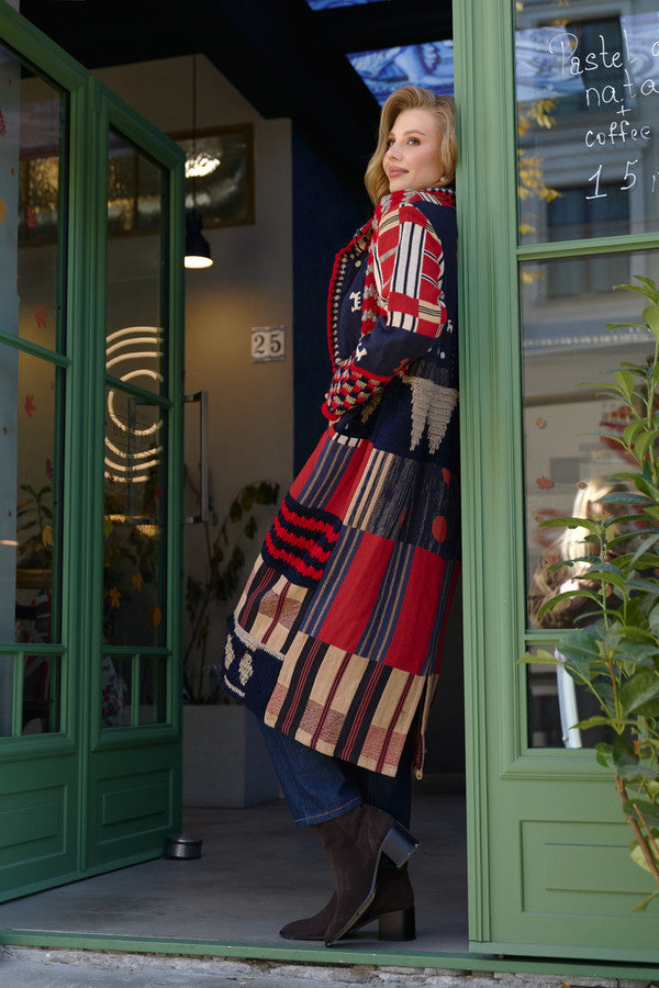 Crochet Woven Aztec Kimono - Multi