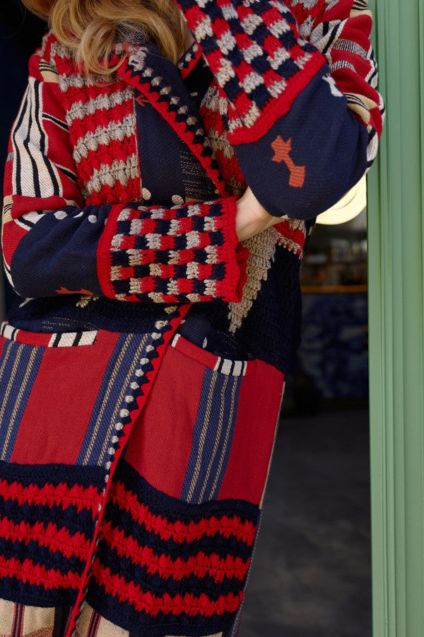 Crochet Woven Aztec Kimono - Multi