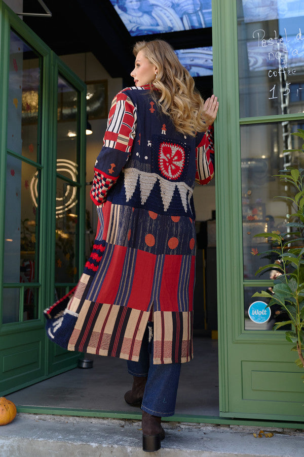 Crochet Woven Aztec Kimono - Multi