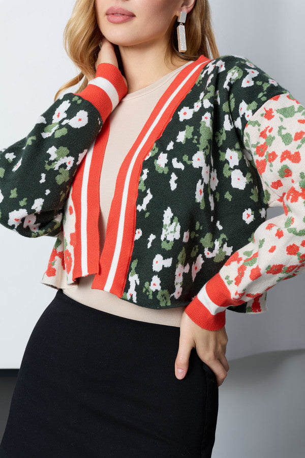 Multitone Floral Cardigan - Red Multi