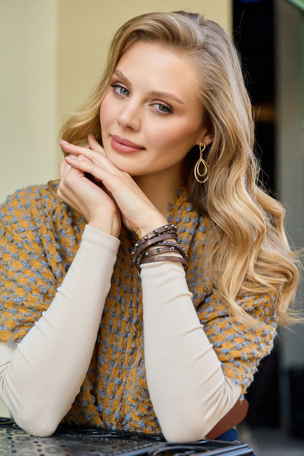 Crinkle Plaid Scarf - Dark Yellow