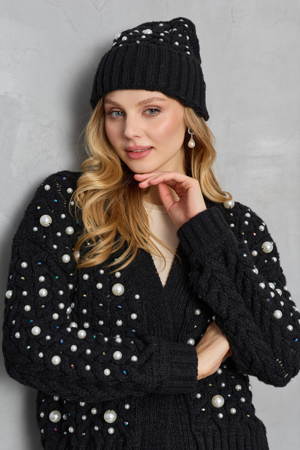 Party Pearl Cardigan - Black Multi