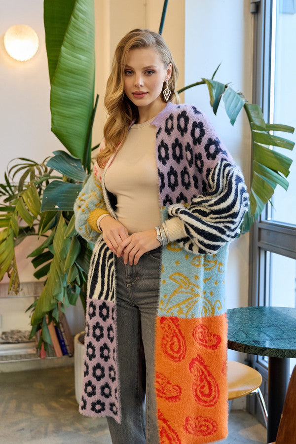 Soft Multi Patterned Cardigan - Multi