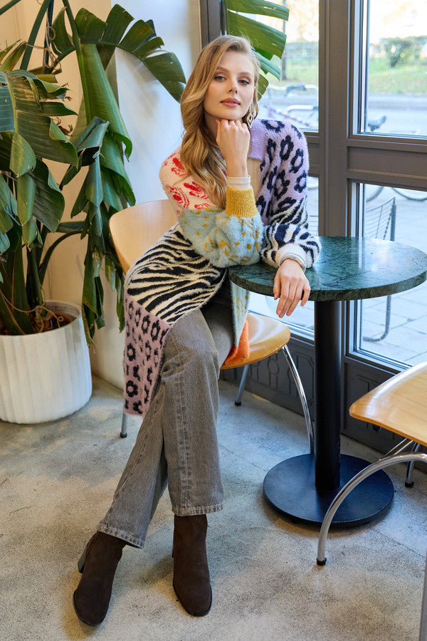 Soft Multi Patterned Cardigan - Multi
