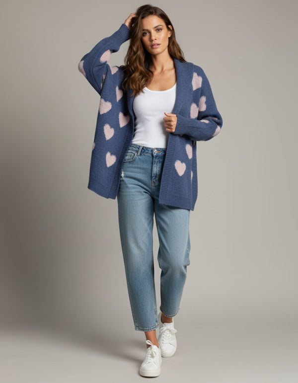 Ribbed Heart Cardigan