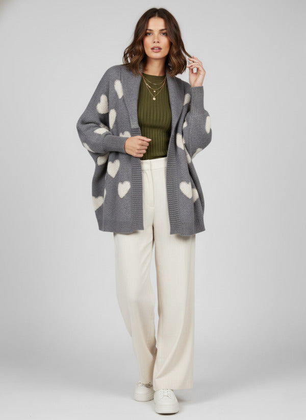 Ribbed Heart Cardigan
