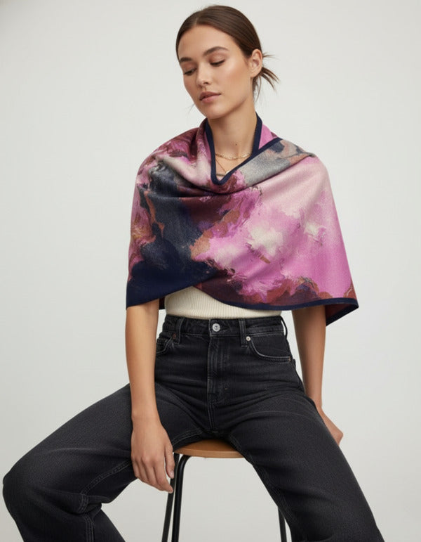 Multicolor Abstract Splatter Reversible Scarf