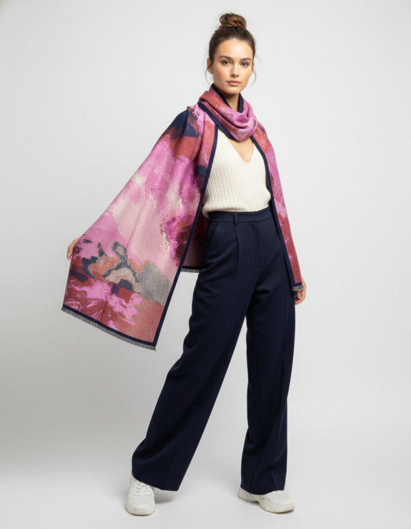 Multicolor Abstract Splatter Reversible Scarf