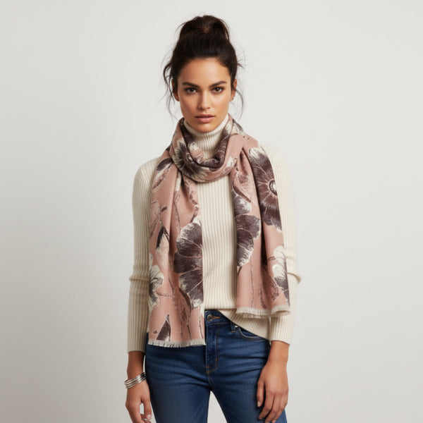Reversible Blooming Botanical Scarf