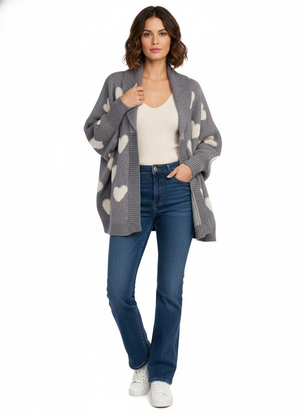 Ribbed Heart Cardigan