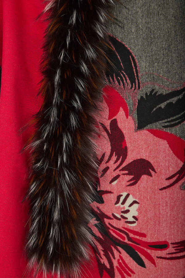 Bloom Reversible Fur Scarf - Red