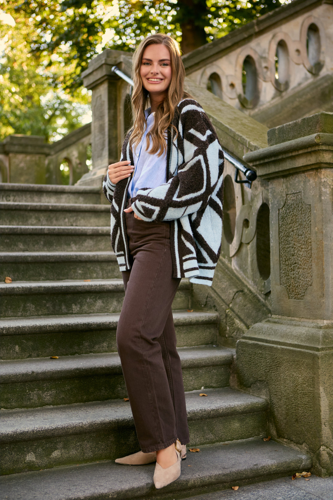 Open Argyle Knit Cardigan