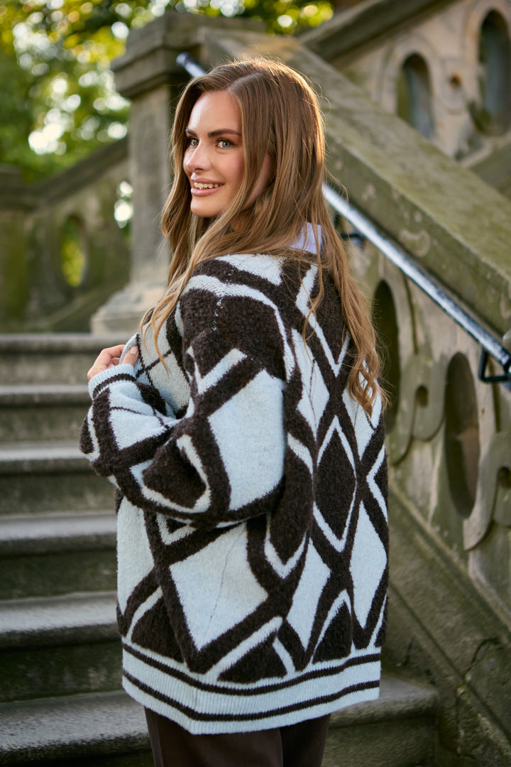 Open Argyle Knit Cardigan