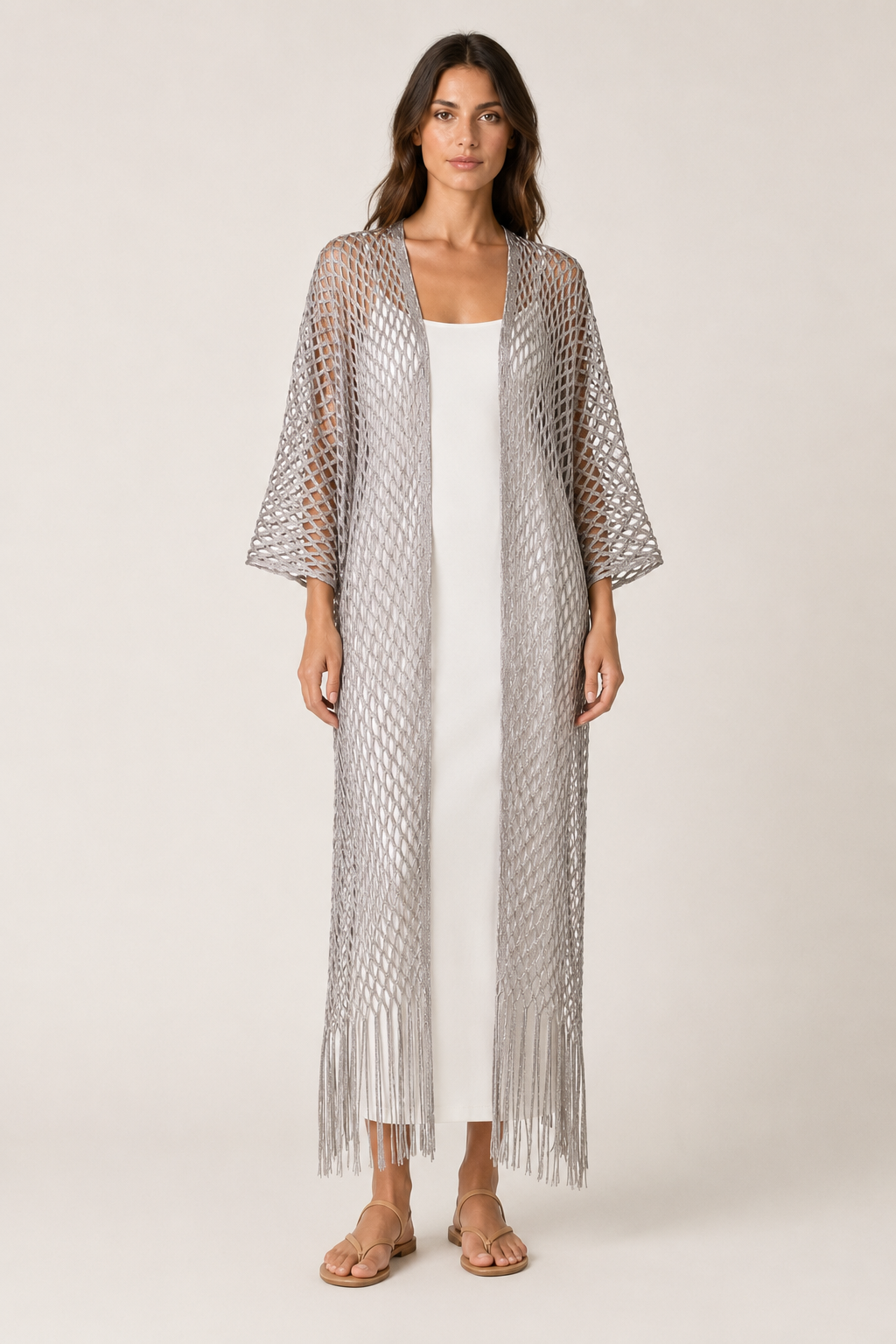 Metallic Fringe Kimono