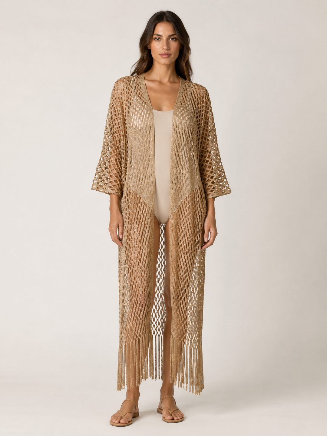 Metallic Fringe Kimono