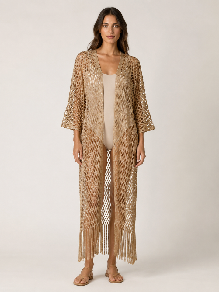 Metallic Fringe Kimono