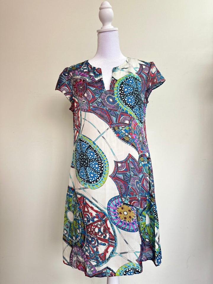 Abstract Mix Print Cotton Tunic