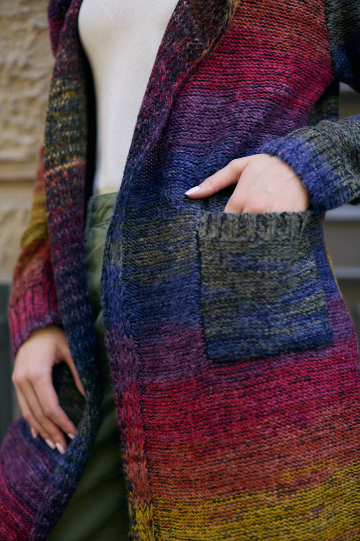 Rainbow Long Cardigan For Fall