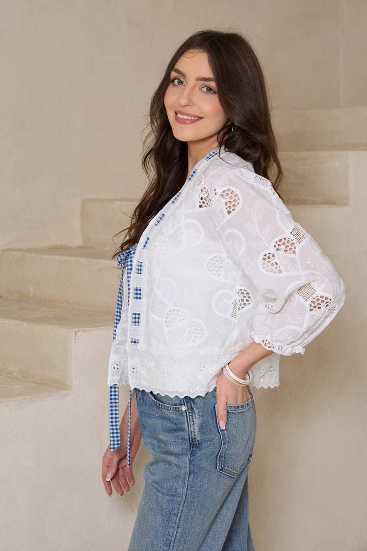 Heritage Gingham Eyelet Top