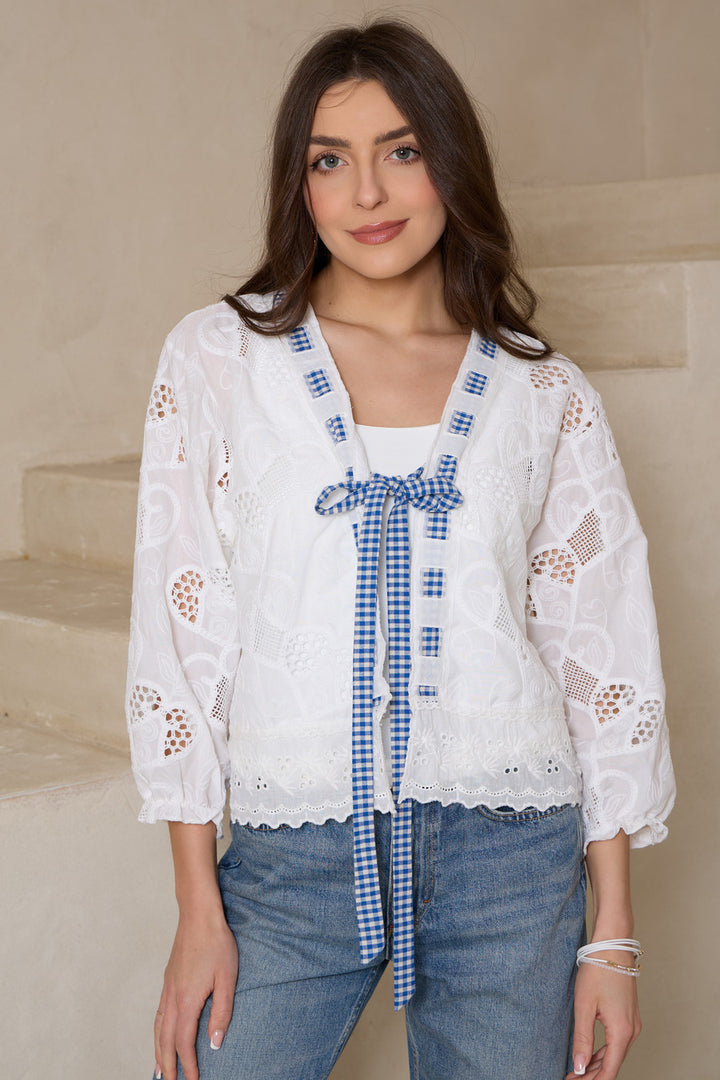 Heritage Gingham Eyelet Top