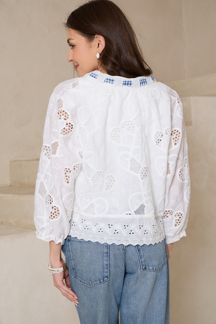 Heritage Gingham Eyelet Top
