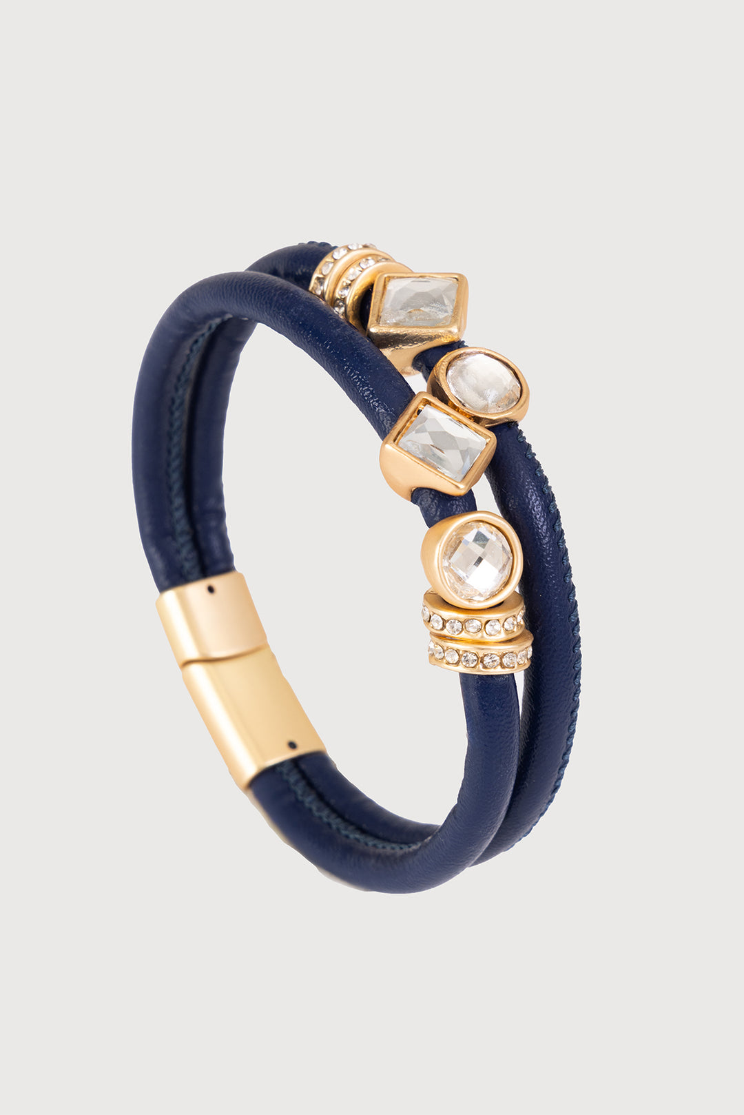 Bling Charm Leather Scale Bracelet