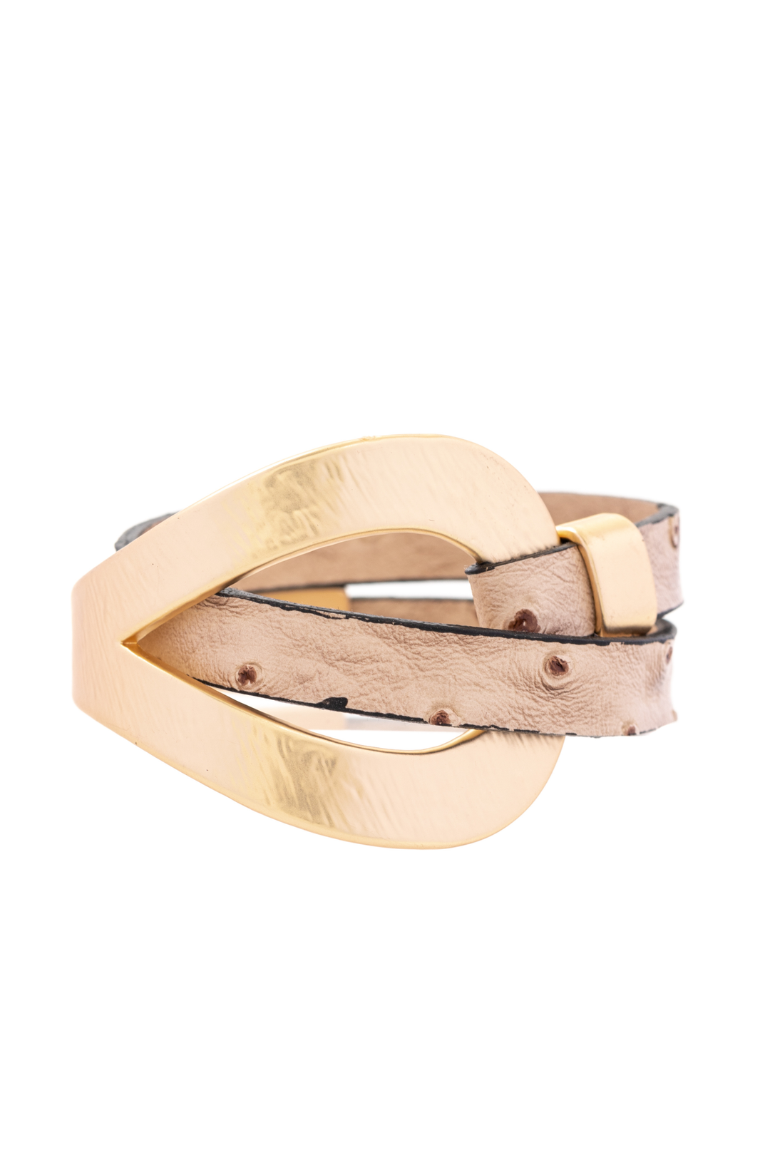 Hammered Double Wrap Leather Loop Bracelet