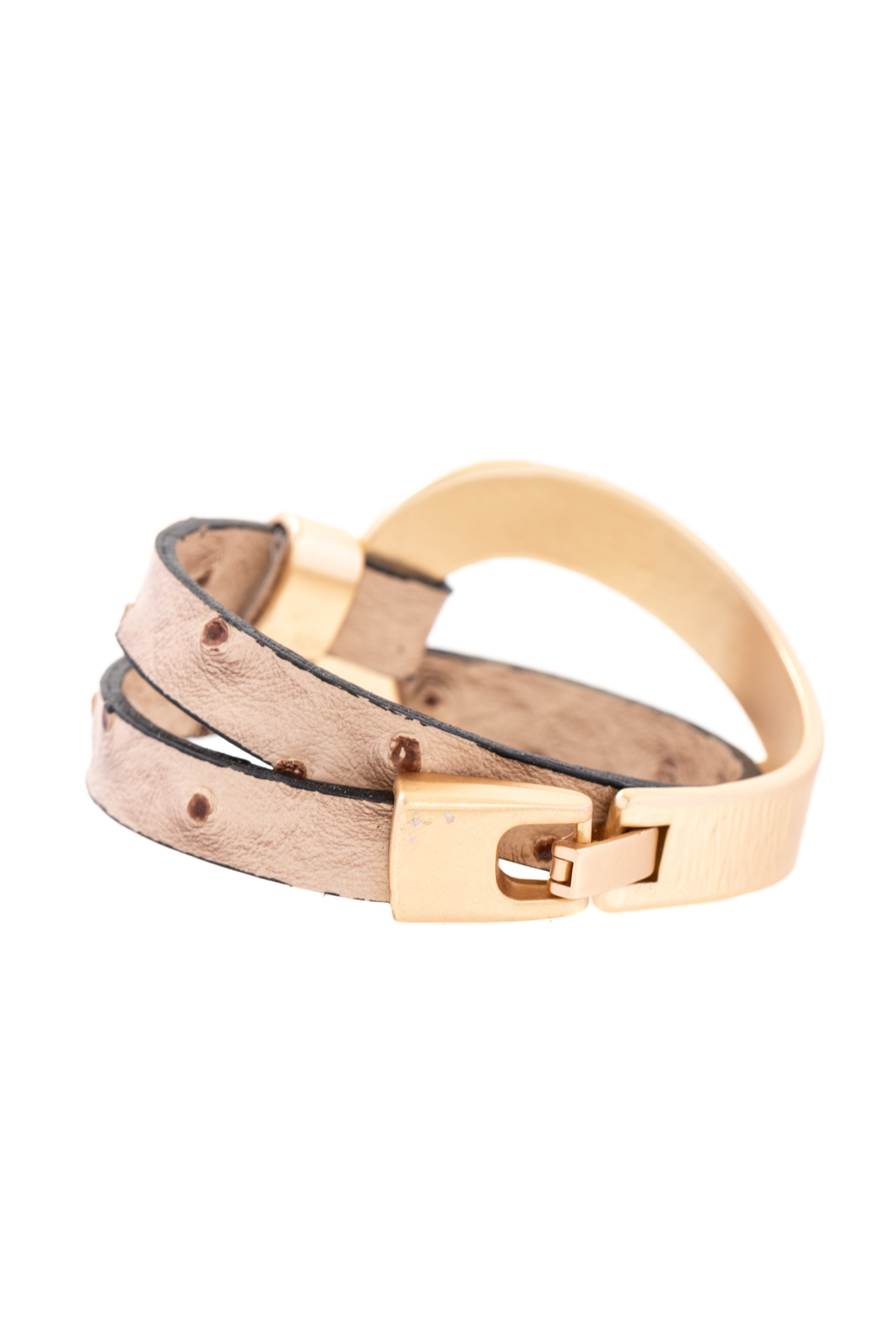 Hammered Double Wrap Leather Loop Bracelet