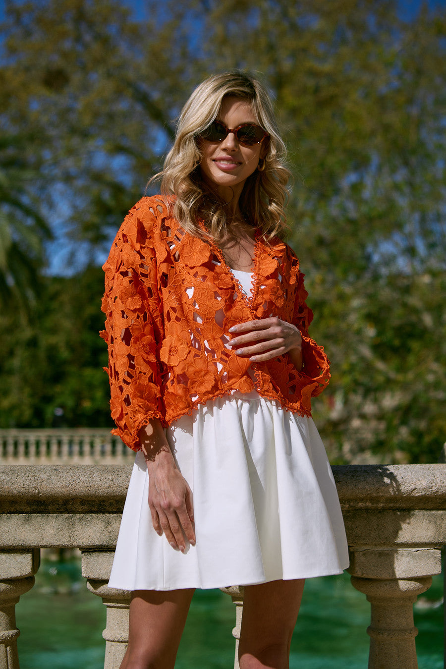 Floral Lace Cut Out Bolero