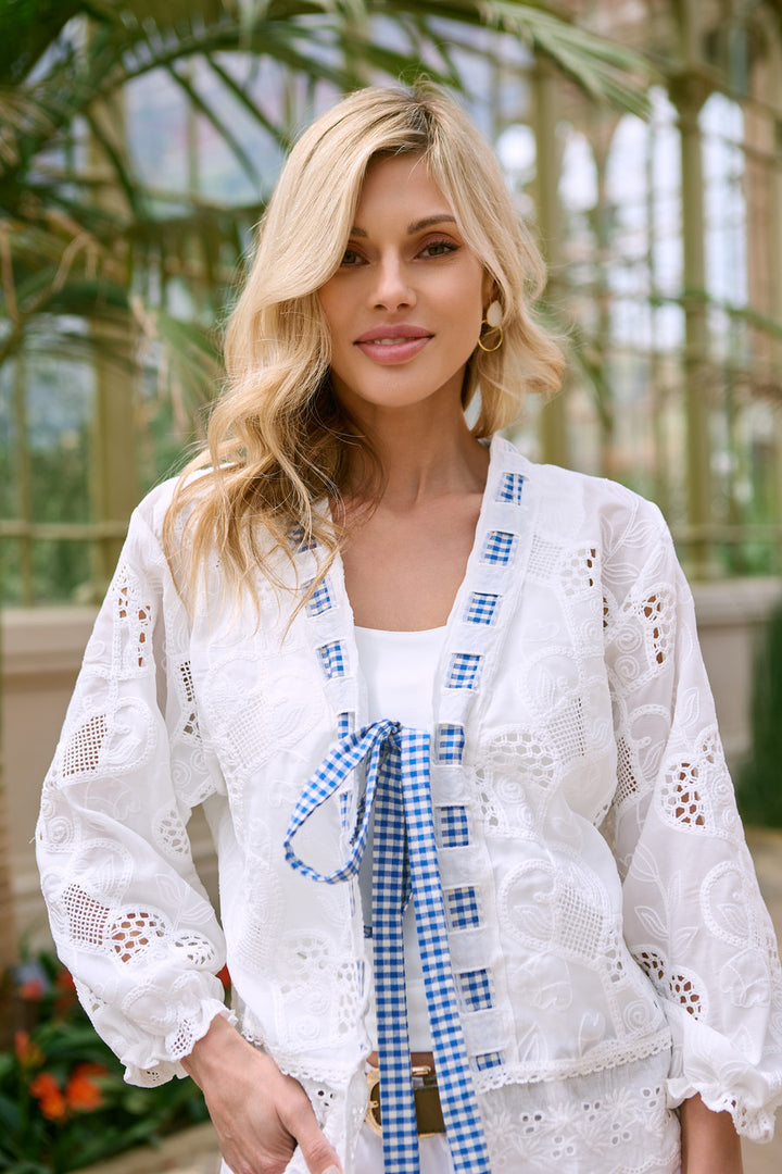 Heritage Gingham Eyelet Top