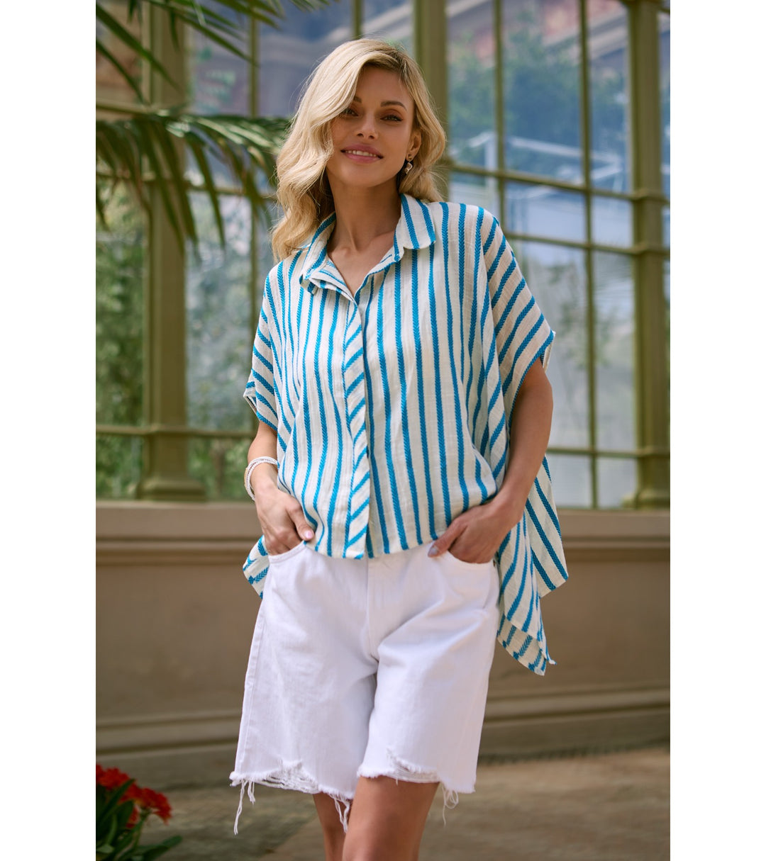 Breezy Striped Button Up